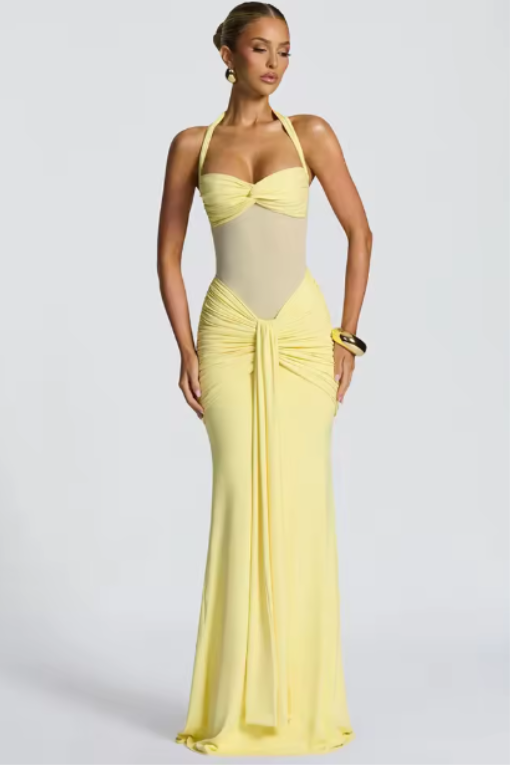 Abito Maxi Donna Raso Smanicato Plissettato