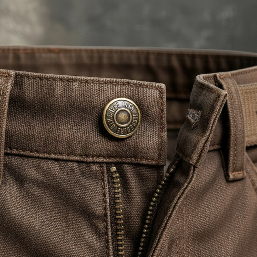 Pantaloni Utility Uomo Isolati Gamba Dritta Foderati in Pile Marrone