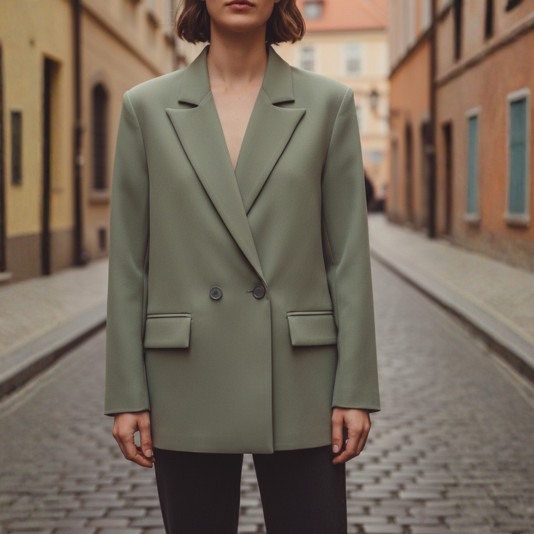Blazer Donna Doppio Petto Revers a Lancia Maniche Lunghe