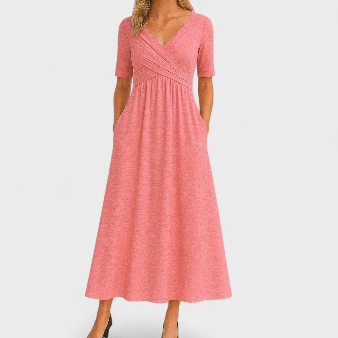 Abito Donna Raso Smanicato Scollo a V – Cerimonia