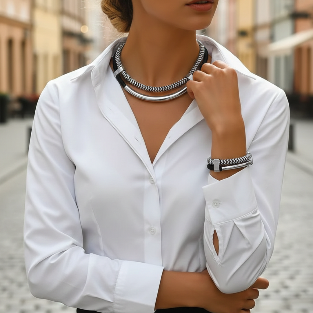 Set Collana e Bracciale Donna con Elementi Tubolari