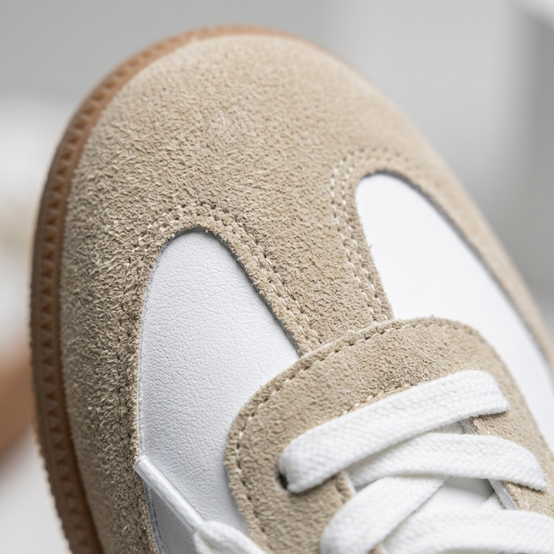 Sneakers Ortopediche Donna Basse con Lacci Suola in Gomma Bianca Beige