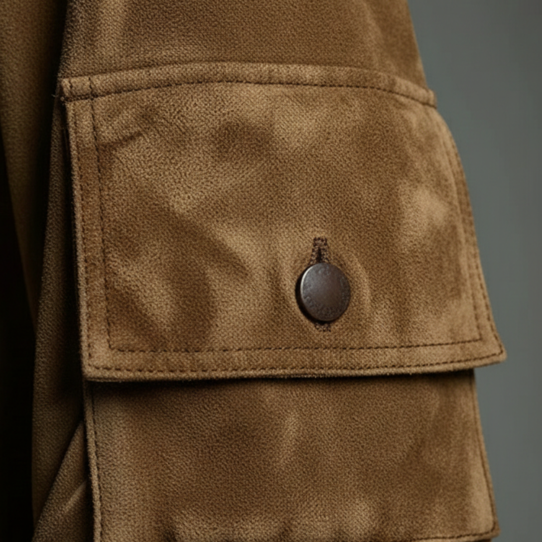 Abito Mini Oversize Donna in Scamosciato con Collo Alto e Maniche a Lanterna