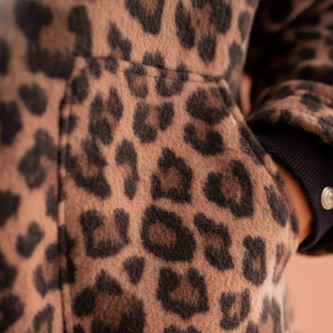 Giacca Donna Leopardata Shacket Misto Lana Oversize