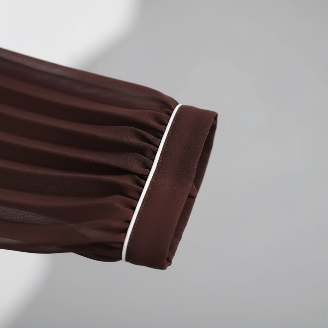Vestito Donna Lungo Plissettato Marrone