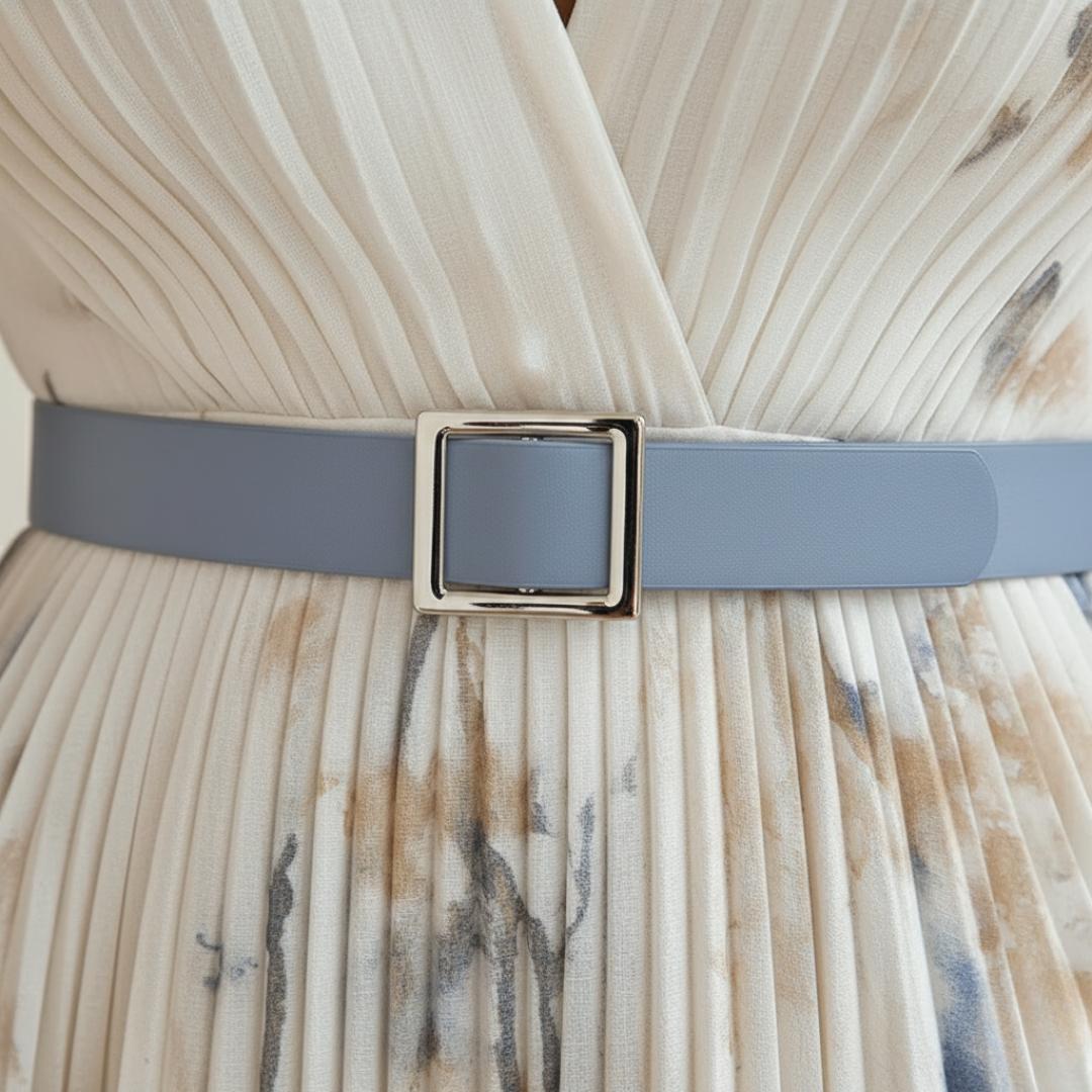 Abito da Cerimonia Lungo Donna Scollo a V Plissettato Bianco