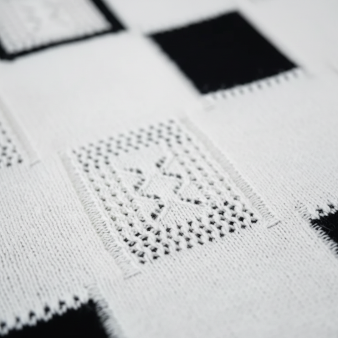 Maglione Donna in Misto Morbido Geometrico Bianco e Nero