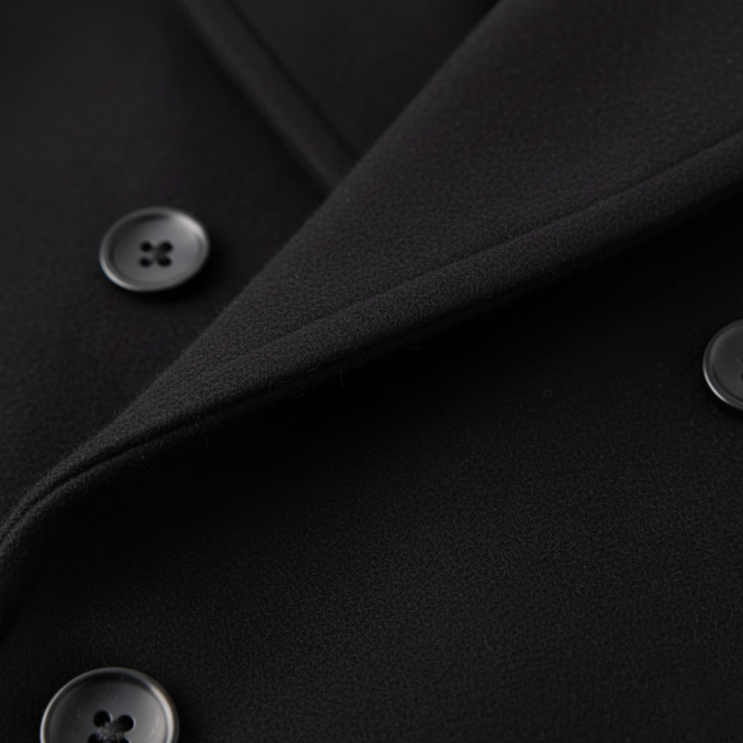 Cappotto Uomo Invernale Nero Tessuto Misto