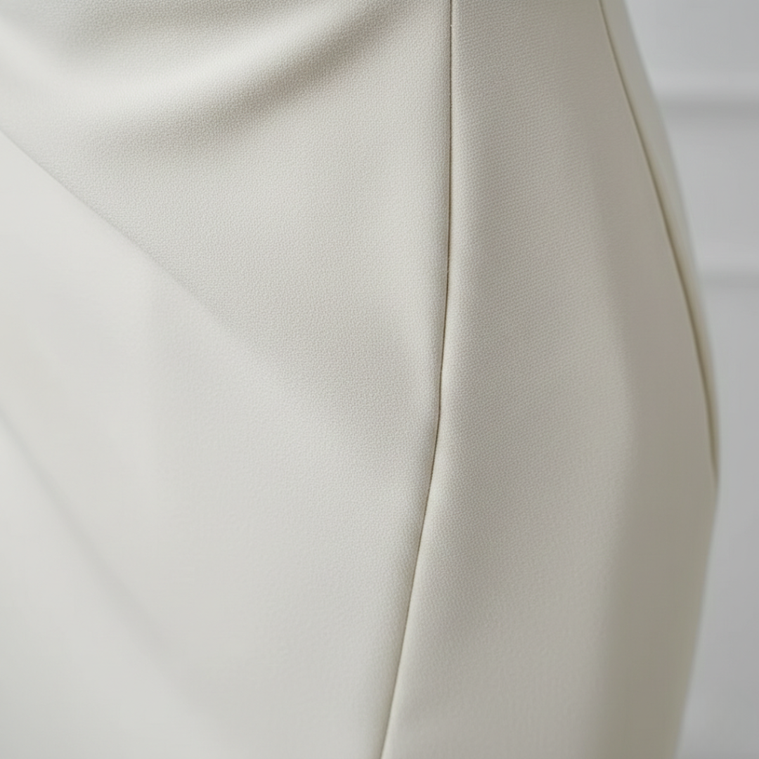 Abito Midi Donna Scollo a V Maniche a Metà Lunghezza Crema