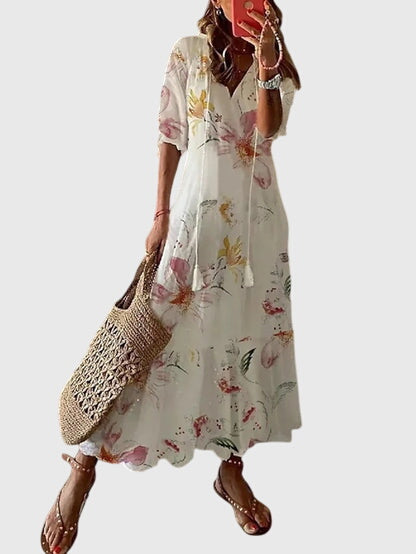 Abito Donna Viscosa Floreale Smanicato