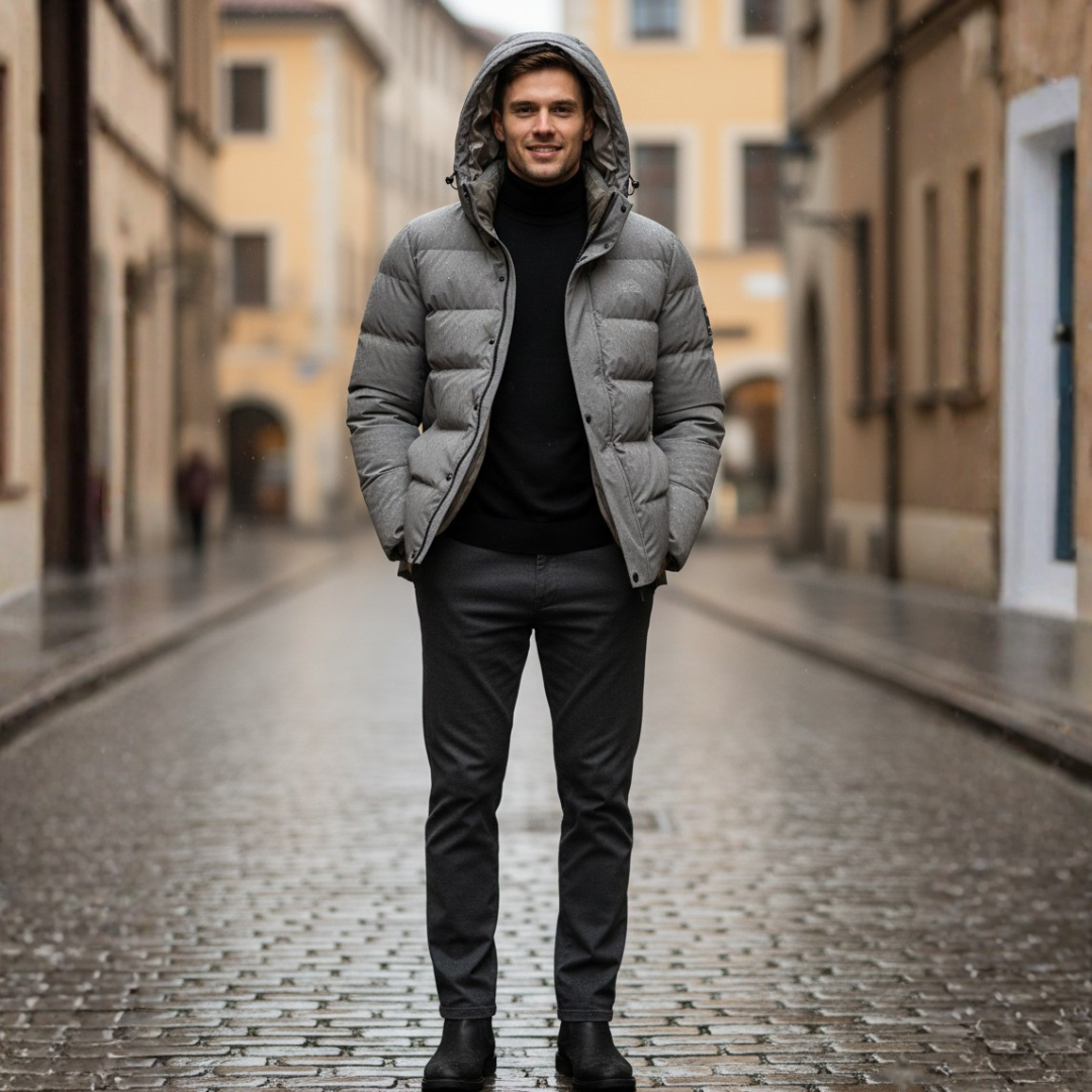 Giacca Piumino Uomo Invernale Impermeabile con Cappuccio