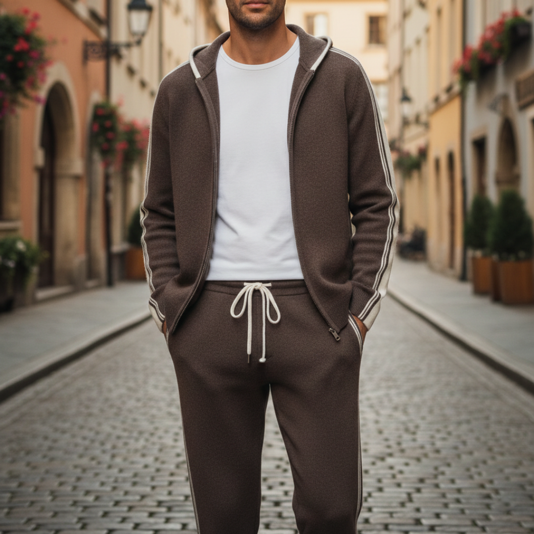 Tuta Sportiva Uomo con Felpa con Cappuccio e Pantaloni