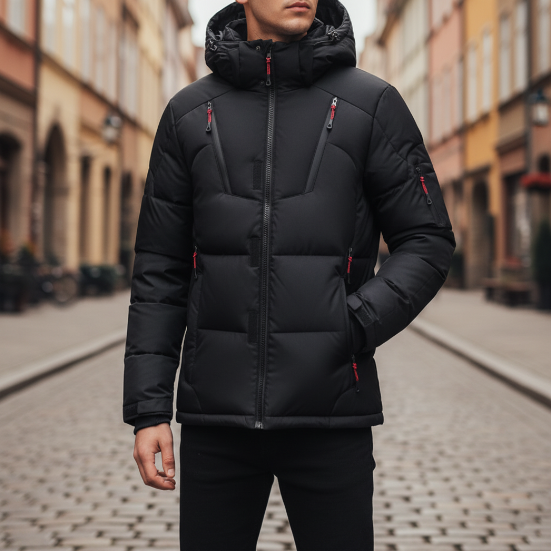 Piumino Uomo Invernale con Cappuccio e Zip