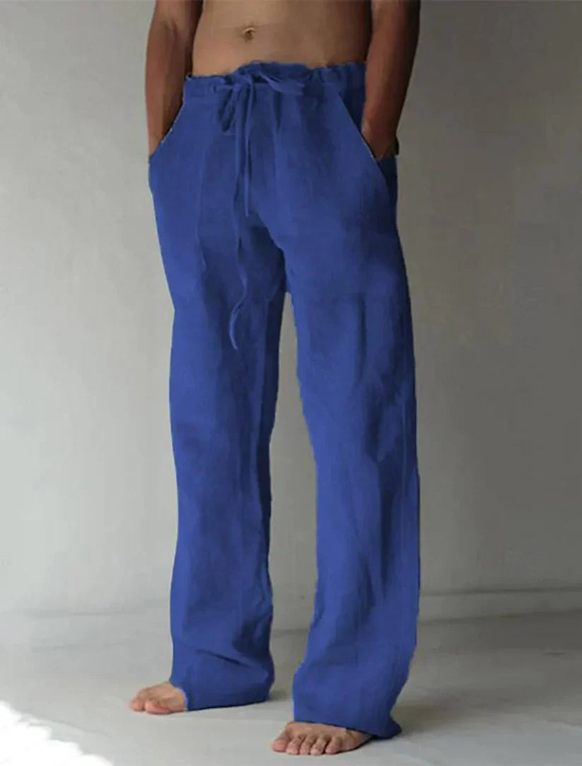 Pantaloni Uomo in Lino Baggy Vestibilità Casual