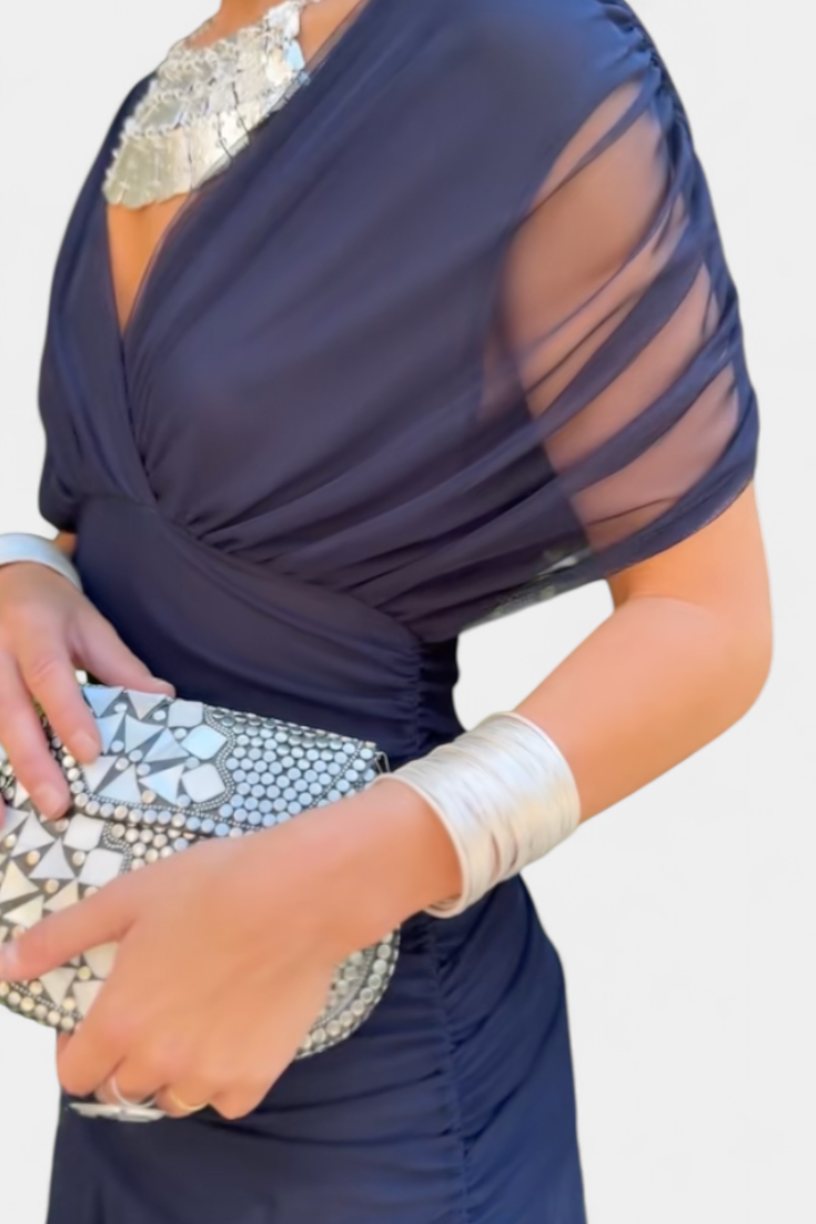 Abito Donna Elegante Velluto Smanicato con Scollo a V