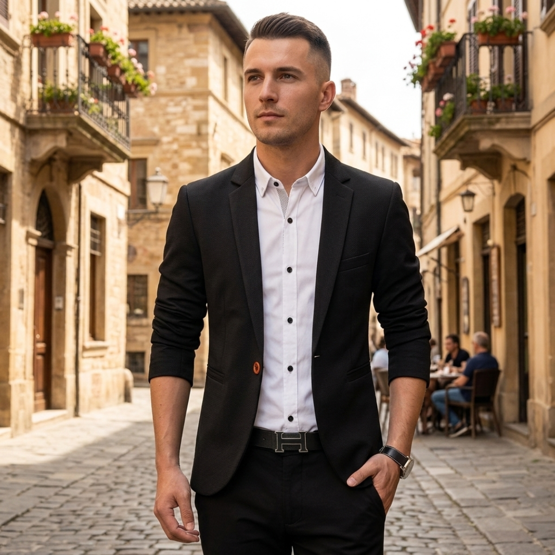 Blazer Uomo Slim Fit Formale Azzurro