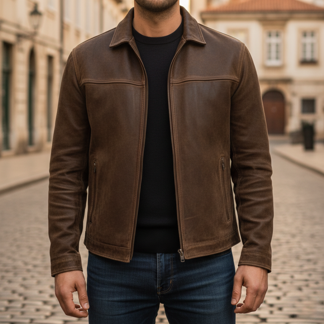 Giacca Uomo in Pelle Sintetica con Zip