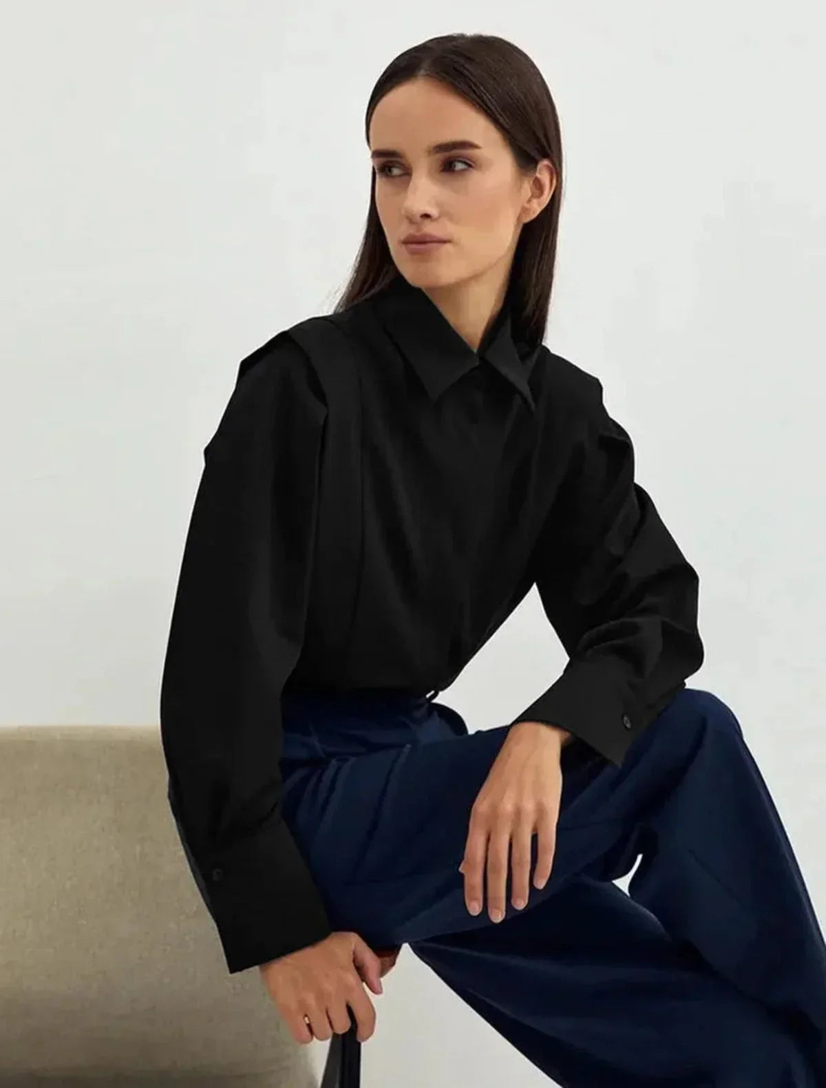 Camicia Donna Cotone con Bottoni Smanicato