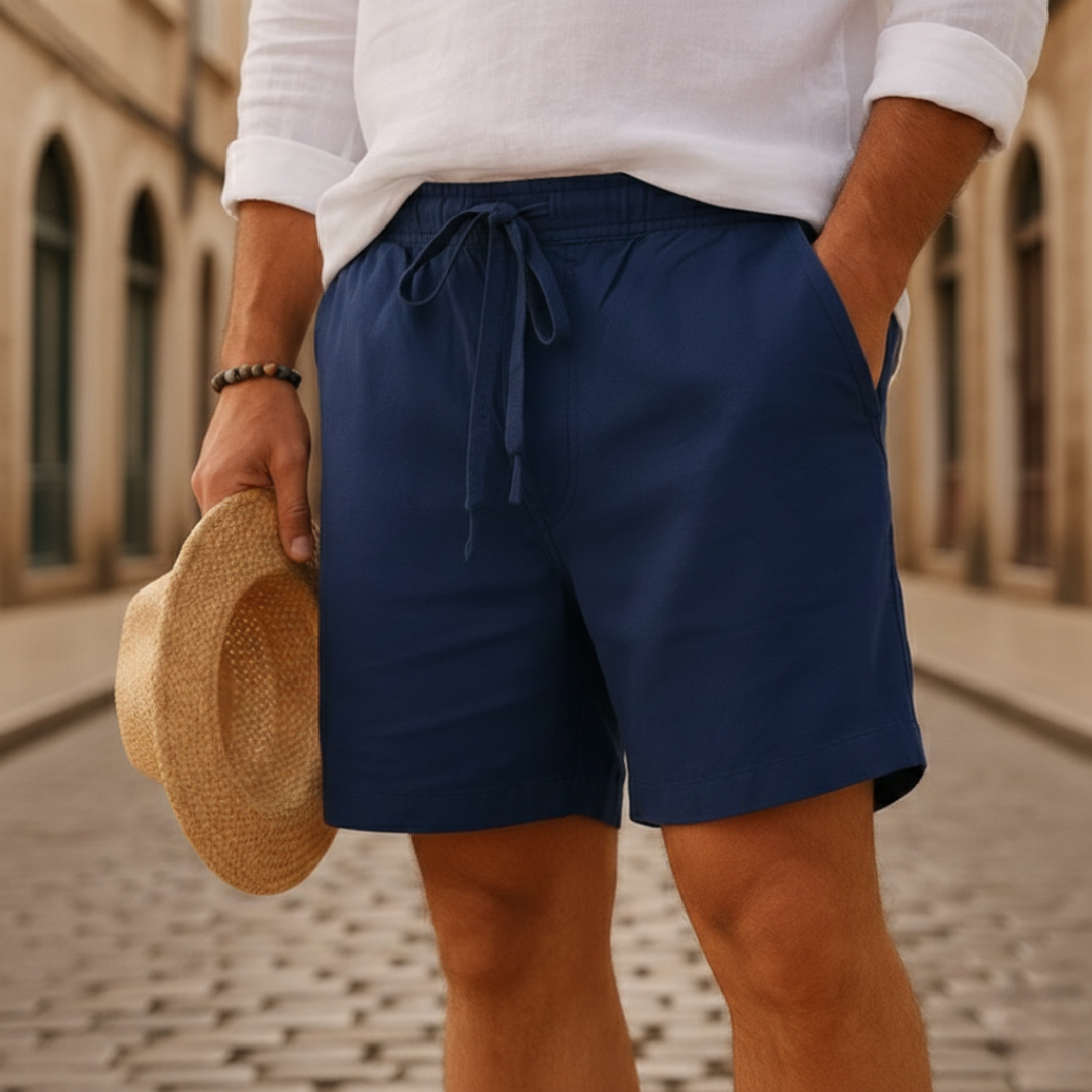 Bermuda Uomo Casual Lino Cotone Elastico Coulisse