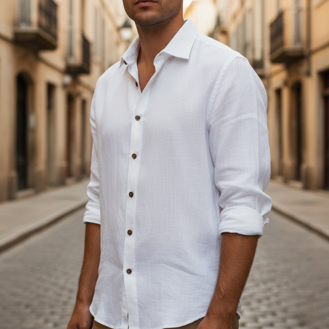 Camicia Uomo Casual Tessuto Misto