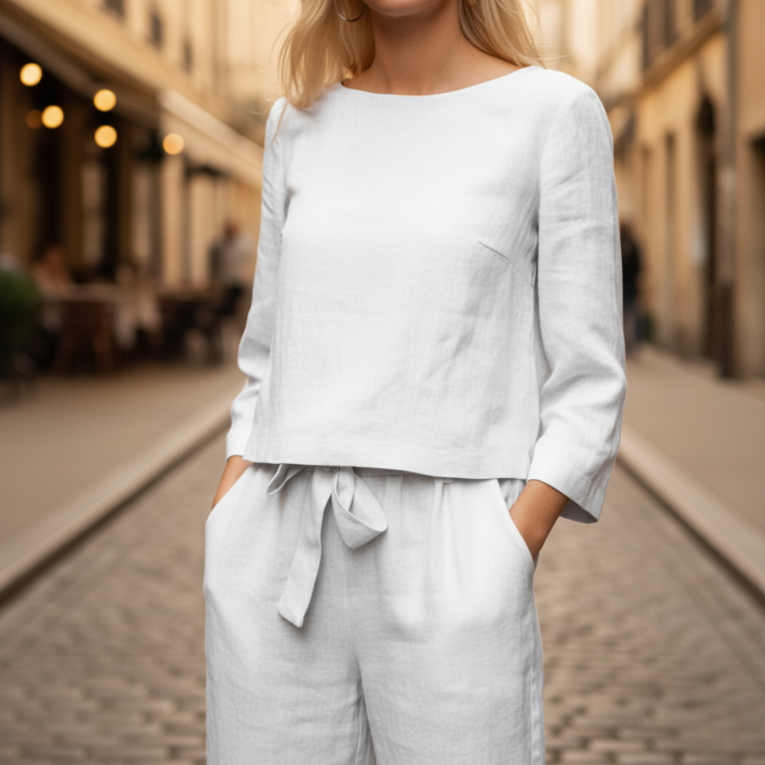 Completo Donna Pantaloni e Maglia Misto Tessuto