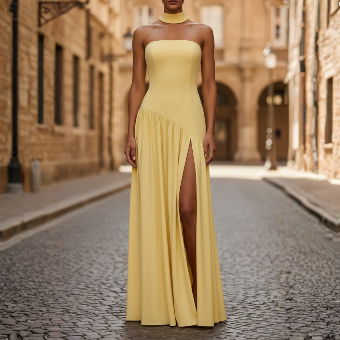 Abito da Sera Donna Senza Spalline con Spacco