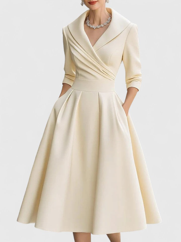 Abito Midi Donna Elegante Velluto Smanicato Manica Lunga – Cerimonia
