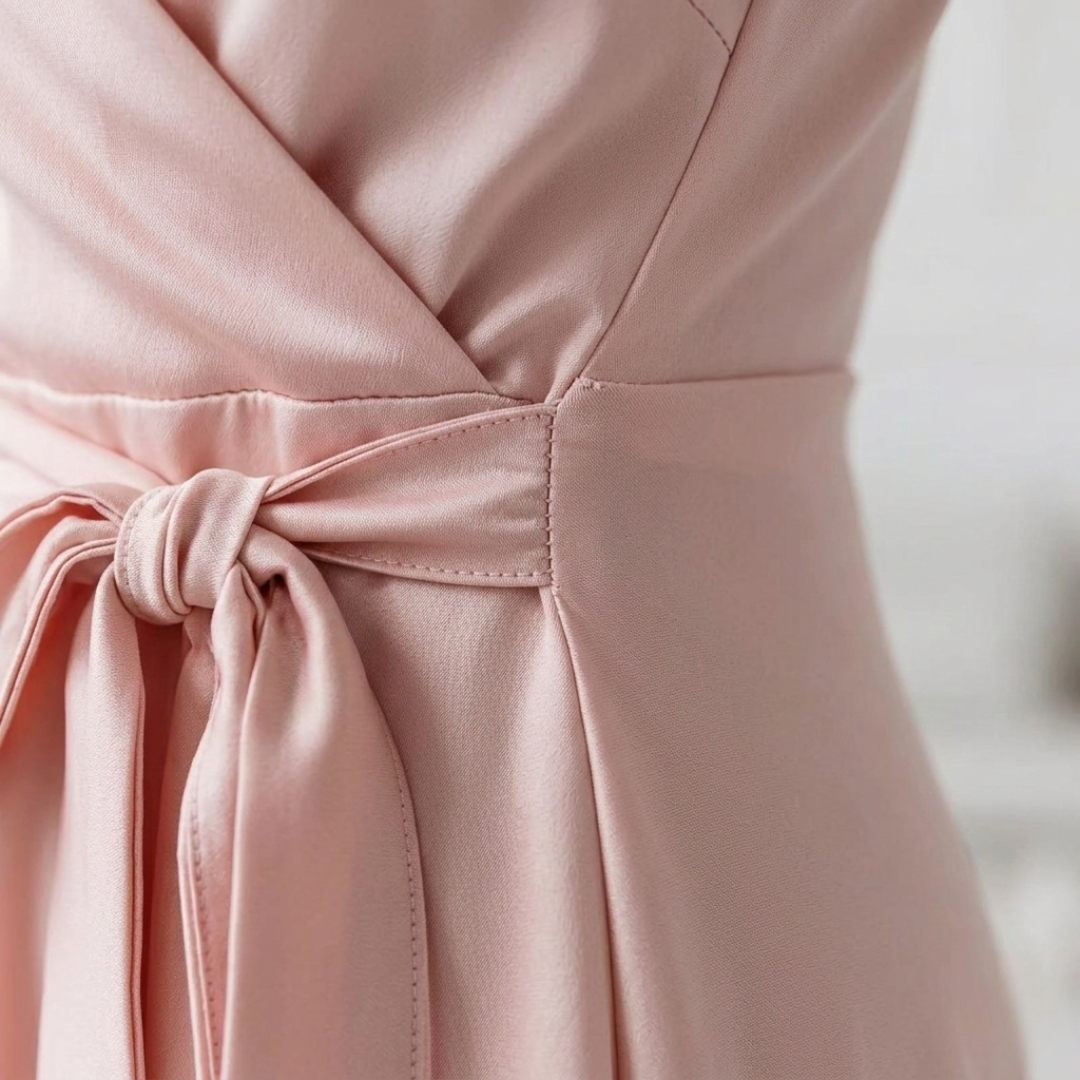 Abito Maxi Donna Elettrico con Scollo a V e Cintura