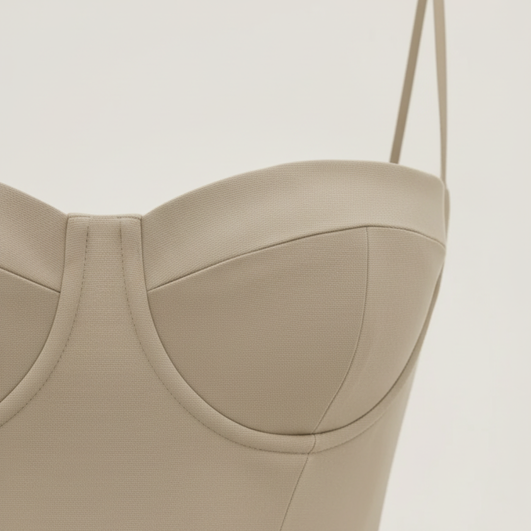 Abito Midi Donna a Tubino con Corpetto a Corsetto