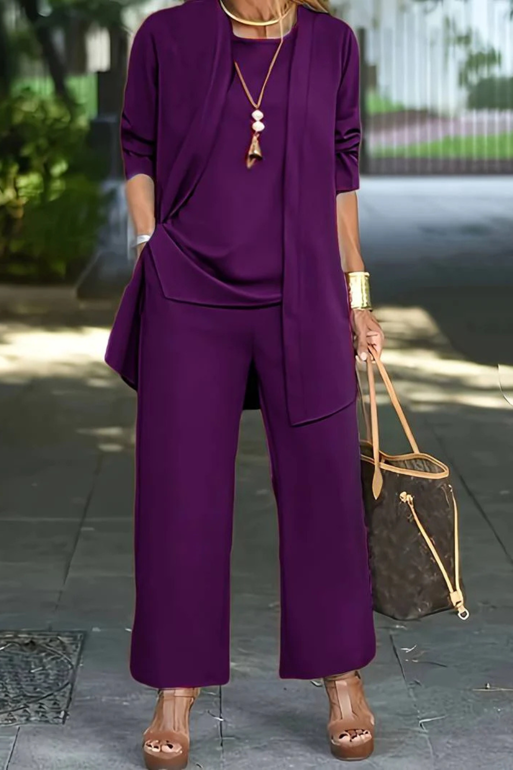 Set 3 Pezzi Elegante Donna Velluto Smanicato Slim Fit con Bottoni Cerimonia