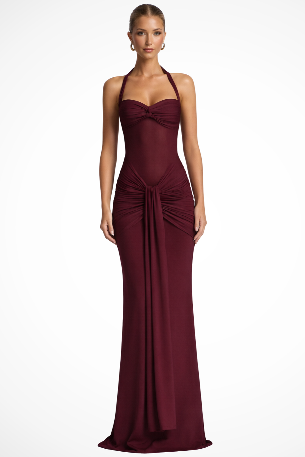 Abito Maxi Donna Raso Smanicato Plissettato