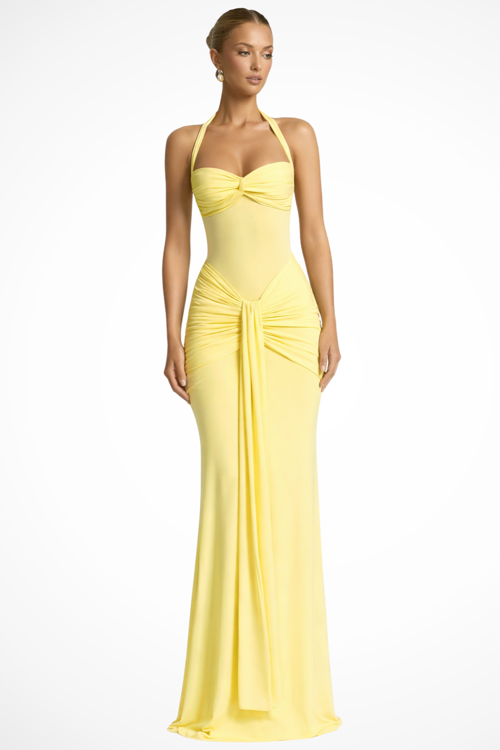 Abito Maxi Donna Raso Smanicato Plissettato