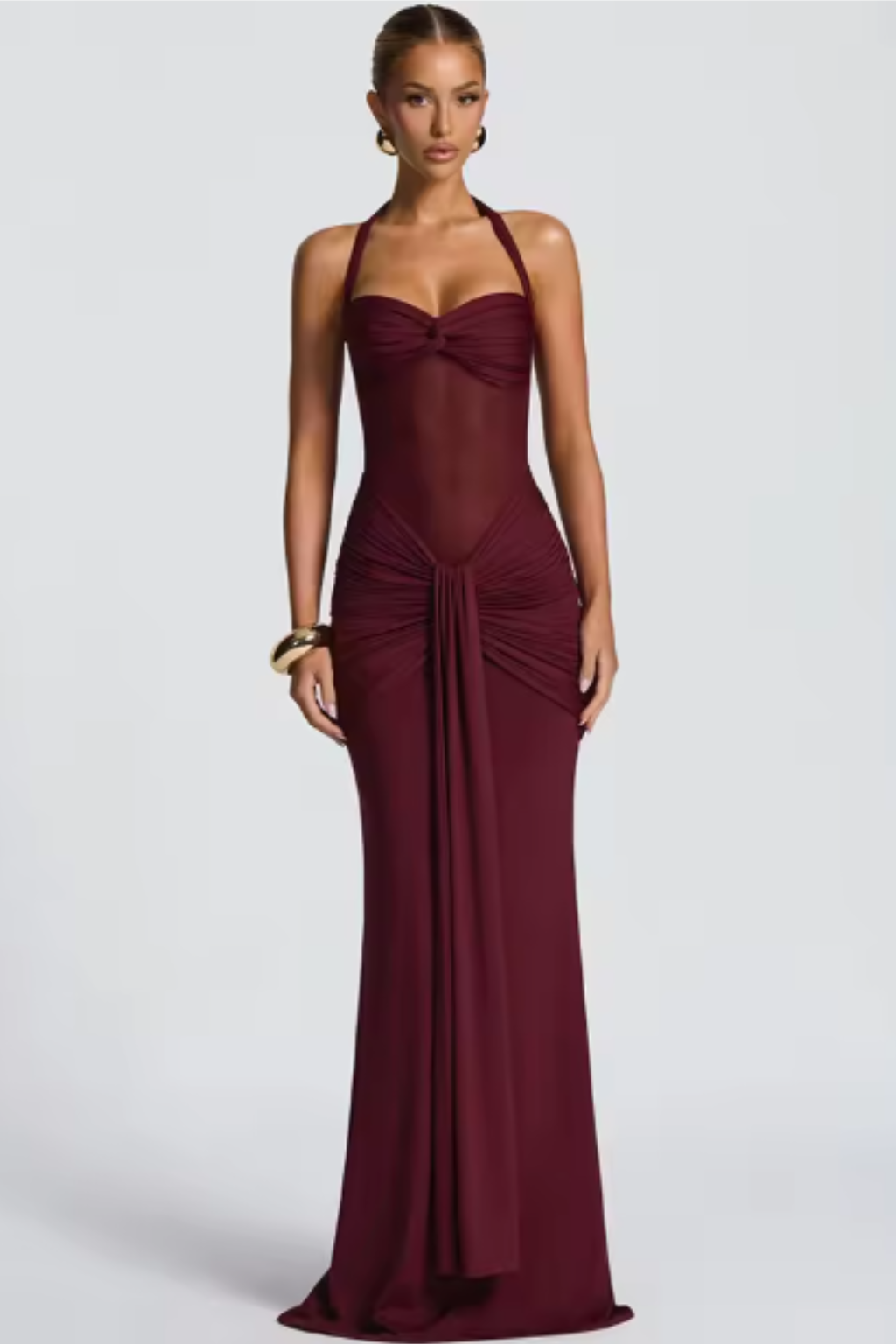 Abito Maxi Donna Raso Smanicato Plissettato