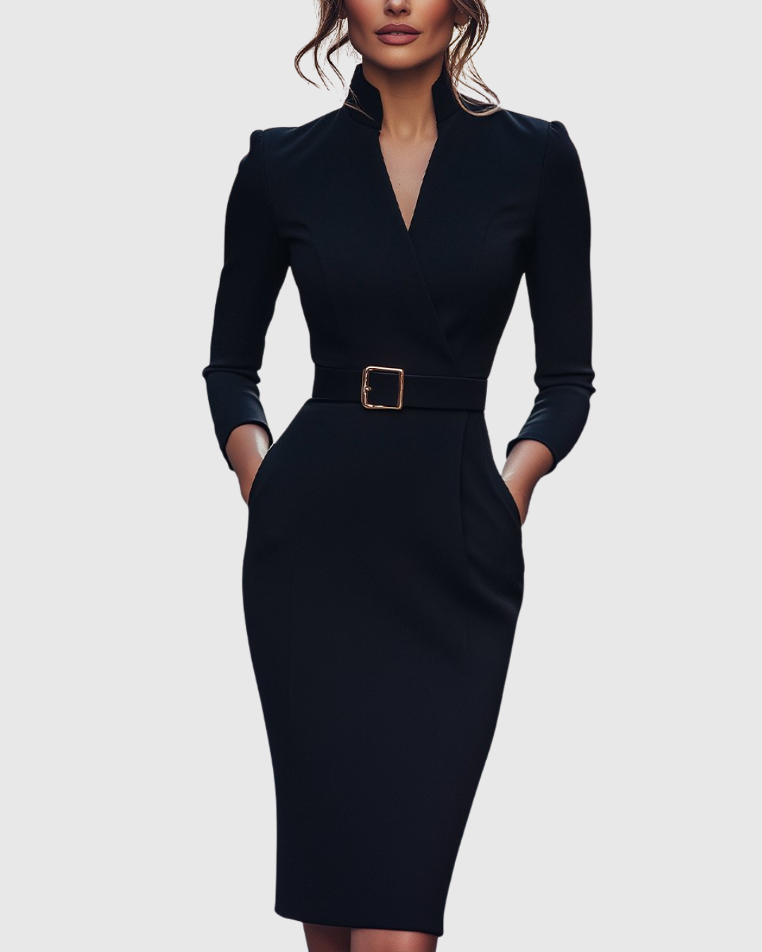 Abito Donna Raso Midi Smanicato Slim Fit – Elegante
