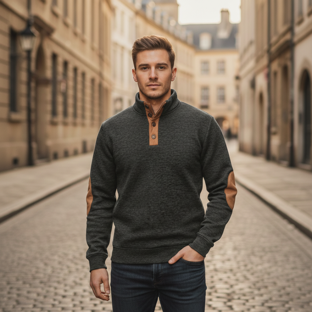 Pullover Uomo Invernale Collo Alto Fantasia