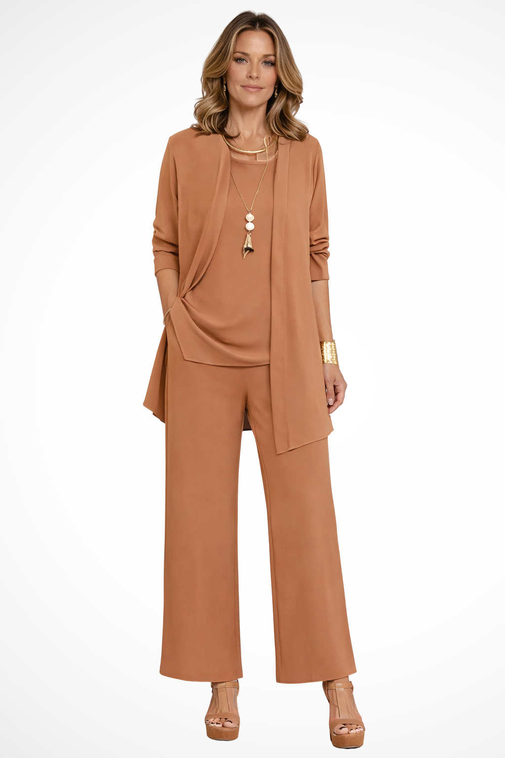 Set 3 Pezzi Elegante Donna Velluto Smanicato Slim Fit con Bottoni Cerimonia