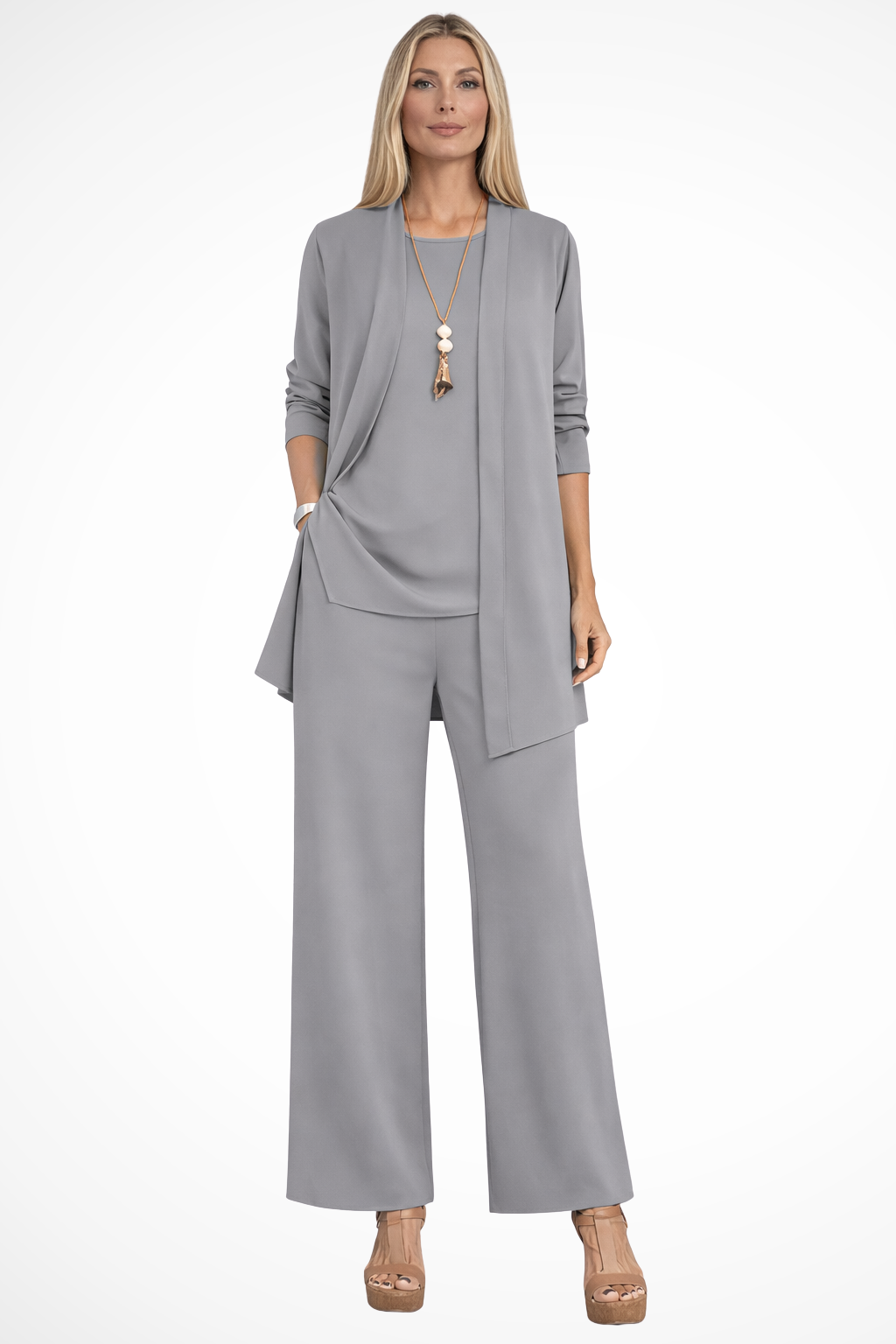 Set 3 Pezzi Elegante Donna Velluto Smanicato Slim Fit con Bottoni Cerimonia