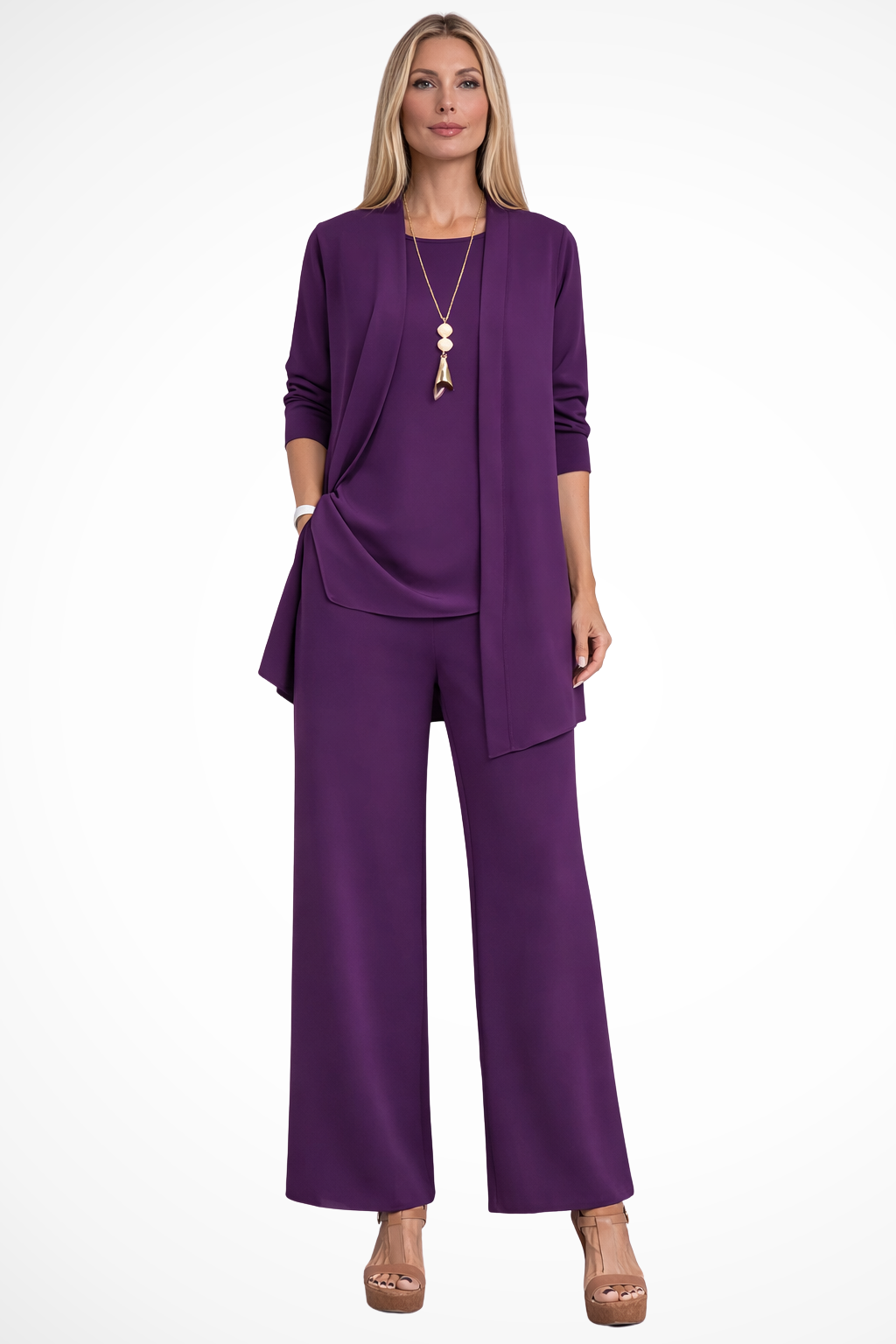 Set 3 Pezzi Elegante Donna Velluto Smanicato Slim Fit con Bottoni Cerimonia