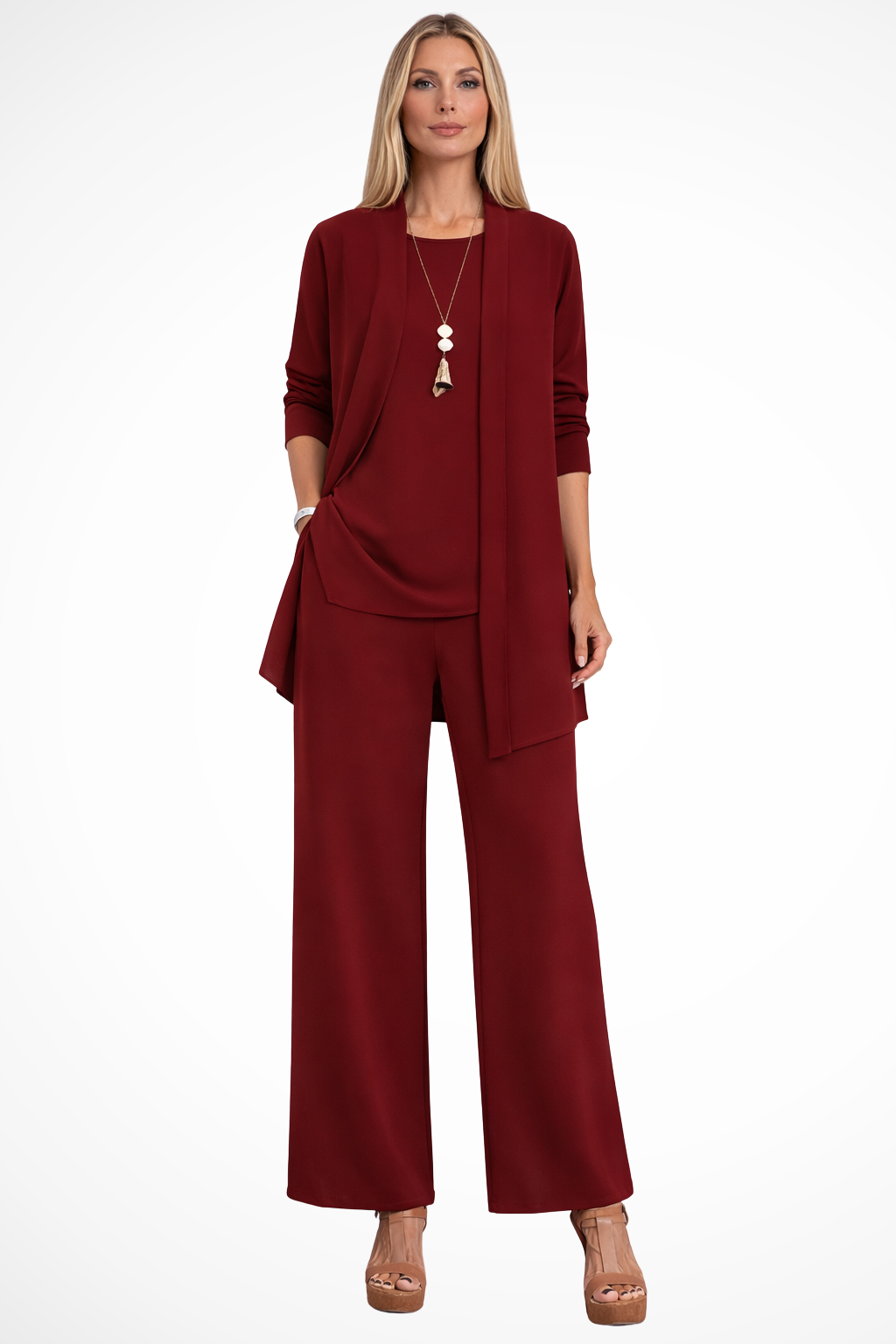 Set 3 Pezzi Elegante Donna Velluto Smanicato Slim Fit con Bottoni Cerimonia