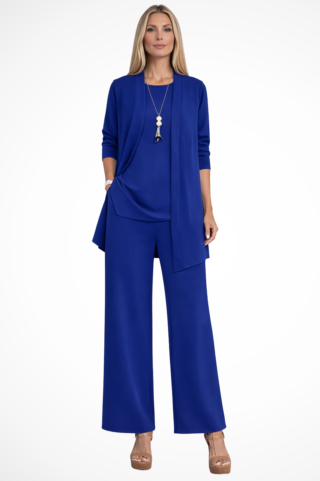 Set 3 Pezzi Elegante Donna Velluto Smanicato Slim Fit con Bottoni Cerimonia