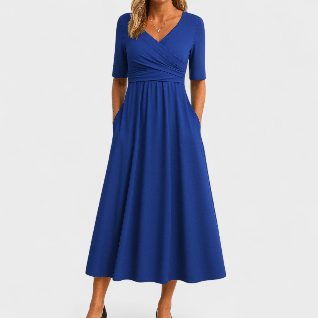 Abito Donna Raso Smanicato Scollo a V – Cerimonia