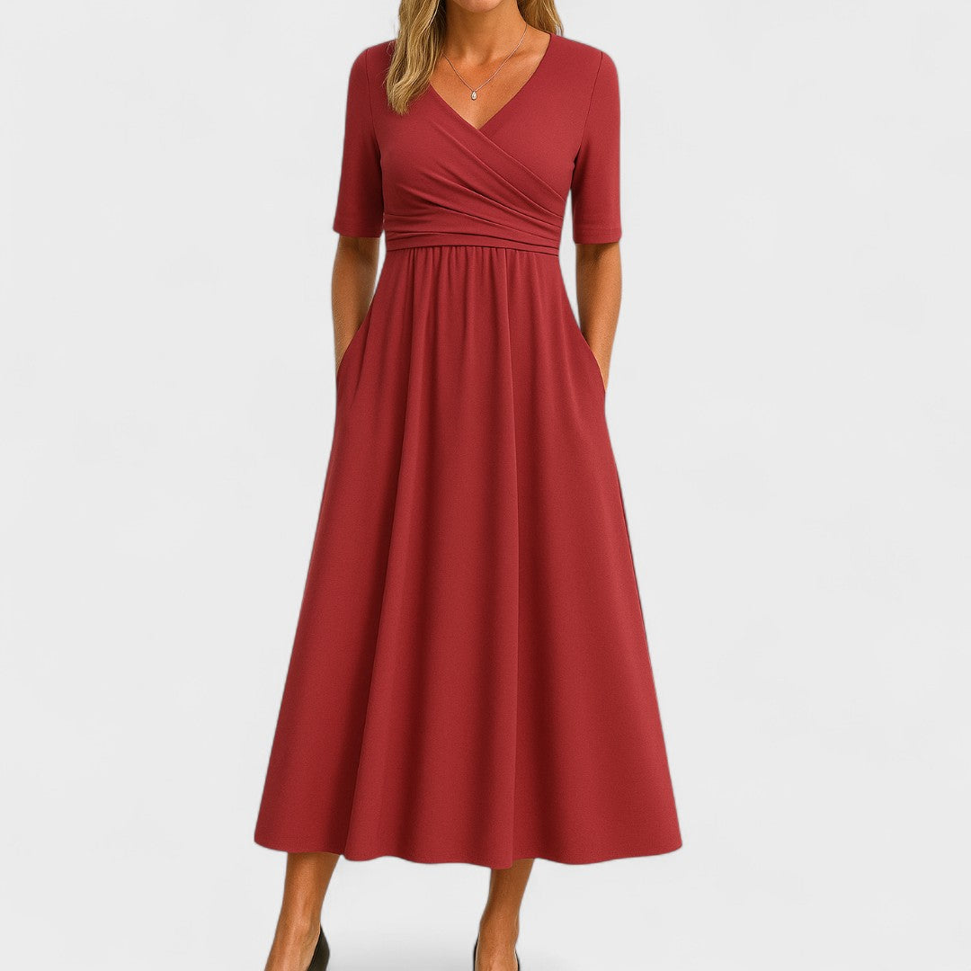 Abito Donna Raso Smanicato Scollo a V – Cerimonia