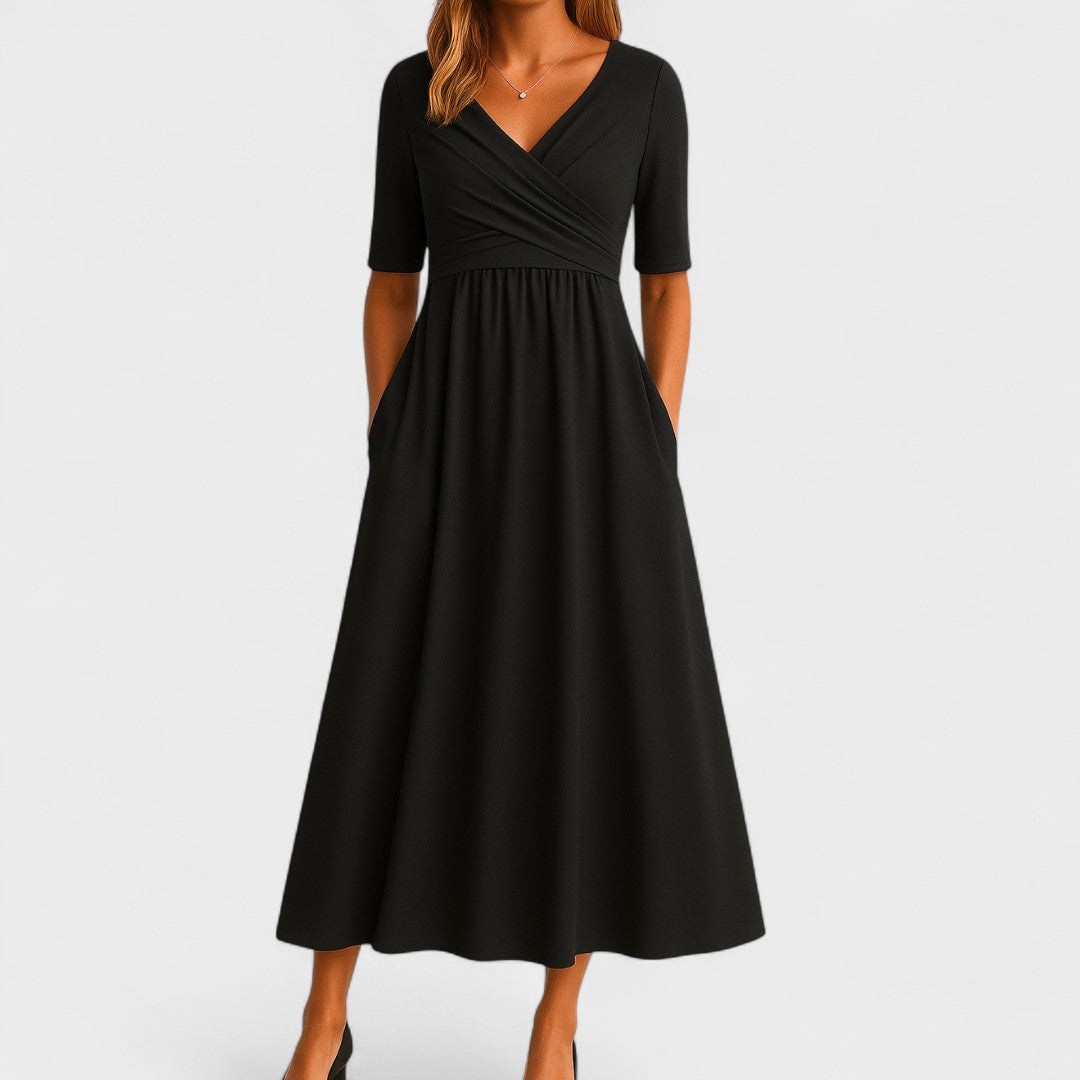 Abito Donna Raso Smanicato Scollo a V – Cerimonia