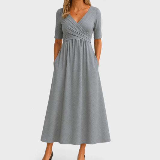 Abito Donna Raso Smanicato Scollo a V – Cerimonia