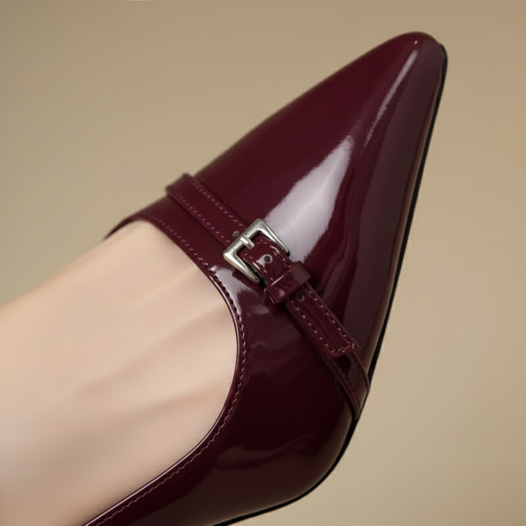 Décolleté Slingback a Punta con Tacco a Rocchetto e Fibbia Donna