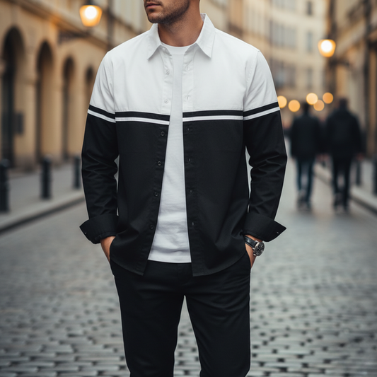 Camicia Uomo Con Bottoni A Contrasto