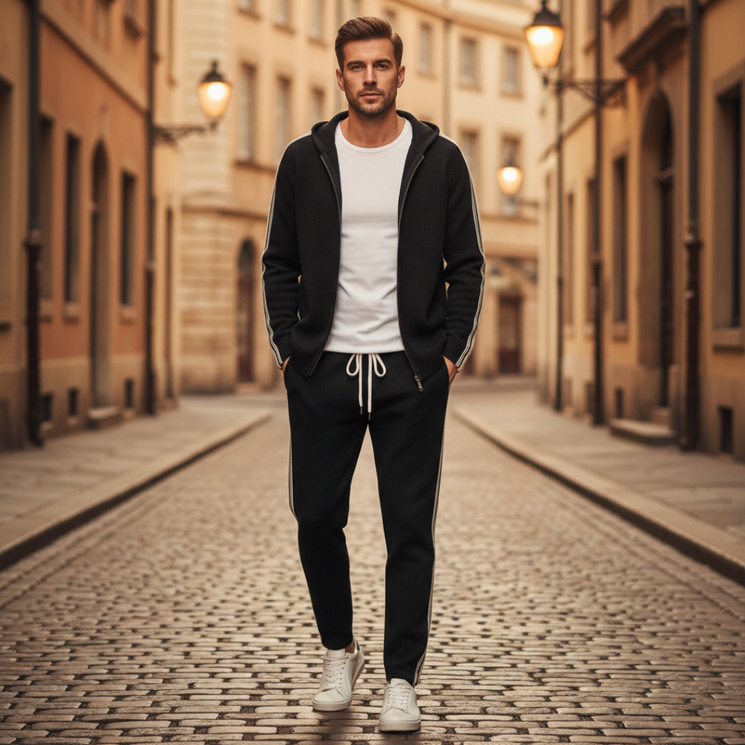 Tuta Sportiva Uomo con Felpa con Cappuccio e Pantaloni