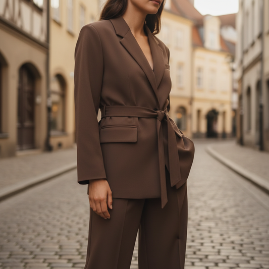 Completo Donna con Blazer con Cintura e Pantaloni