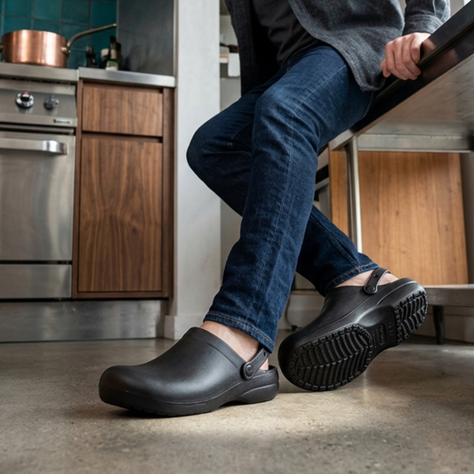 Zoccoli da Cucina Professionali Neri con Cinturino Mobile