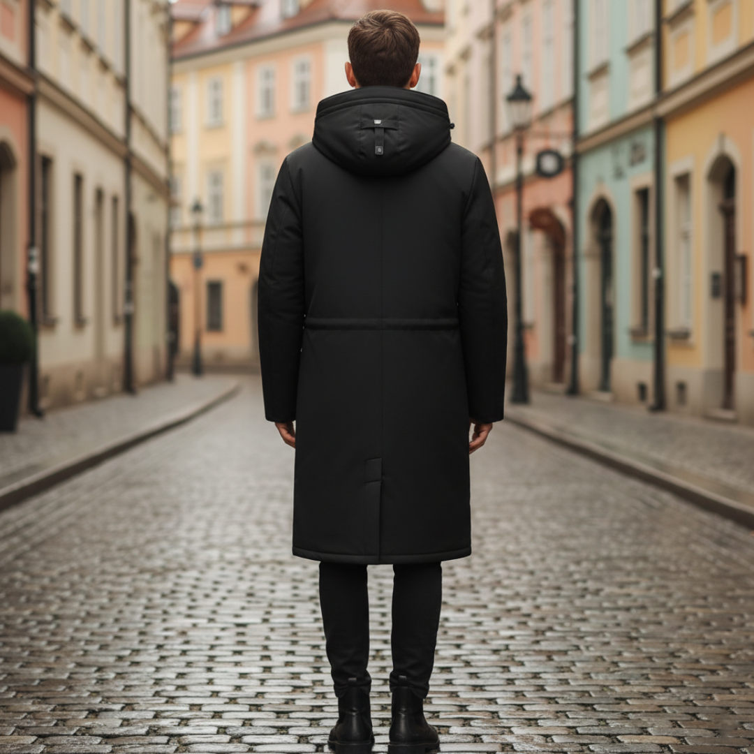 Parka Uomo Lungo Invernale con Cappuccio Antivento